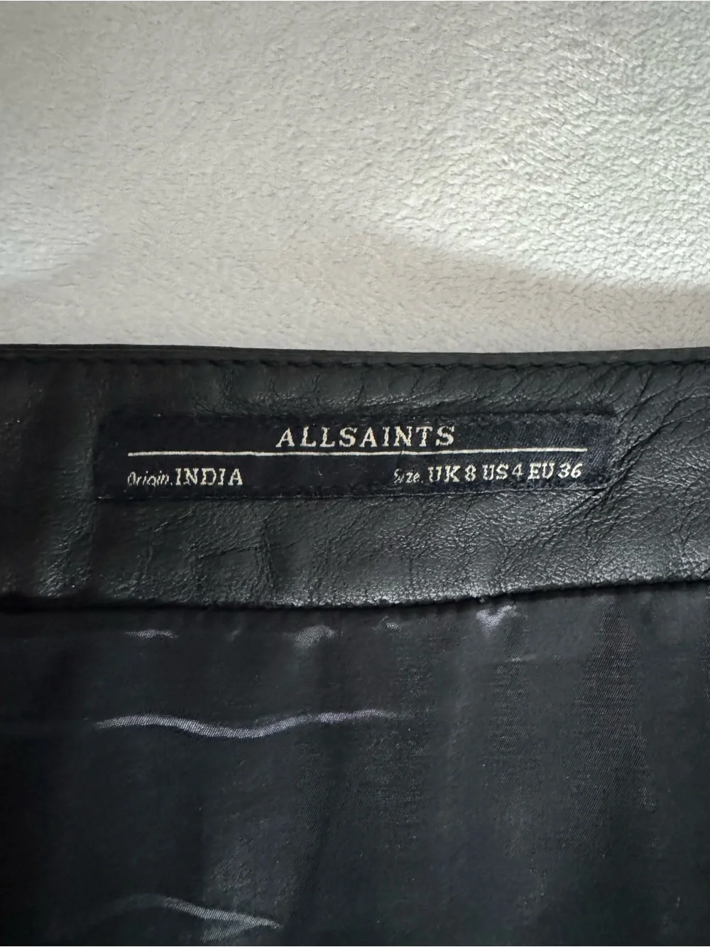 All Saints Black Genuine Leather High-Waist Mid -Length Pencil Skirt size 4